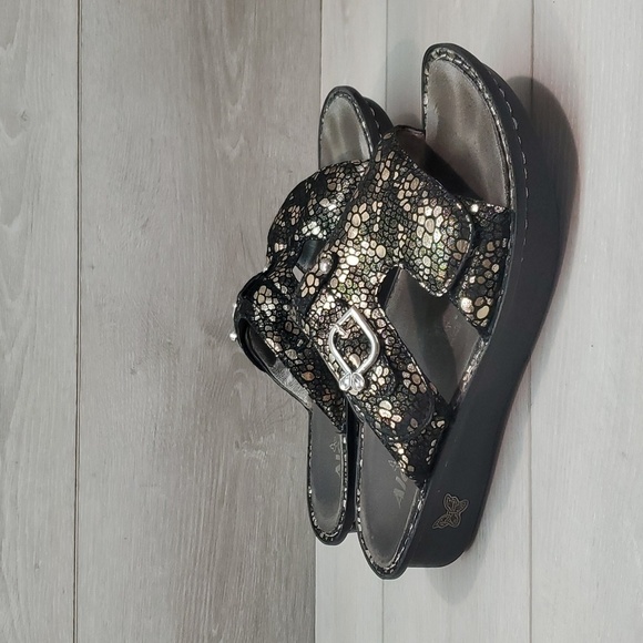 Alegria Women PEG-780 Leather Wedge Sandals shoes sz 41/10.5-11 - Picture 1 of 13